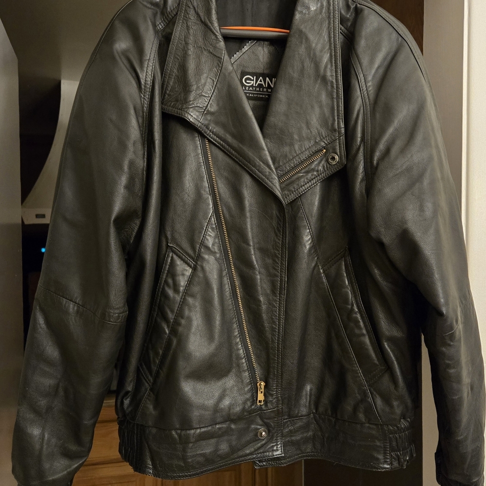 Genuine Leather jacket, size large, black